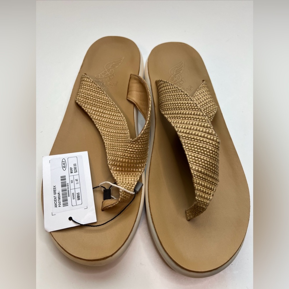 Ancient Greek Charys Comfort Sandals Womens 11 Raffia Chunky Sole New - Picture 3 of 10